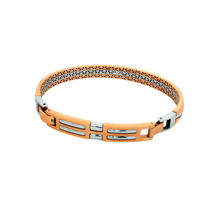 Dual Tone Wave Link Men’s Bracelet