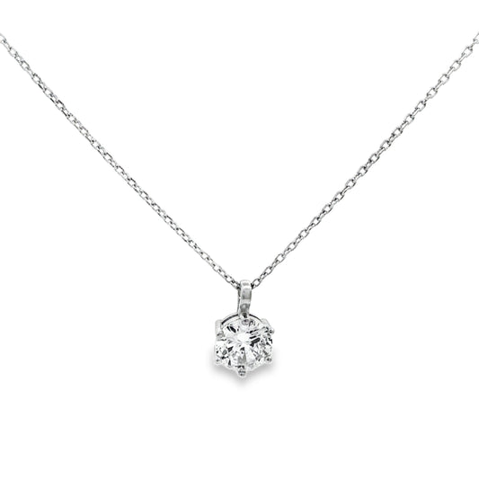 Classic Solitaire Diamond Pendant Necklace