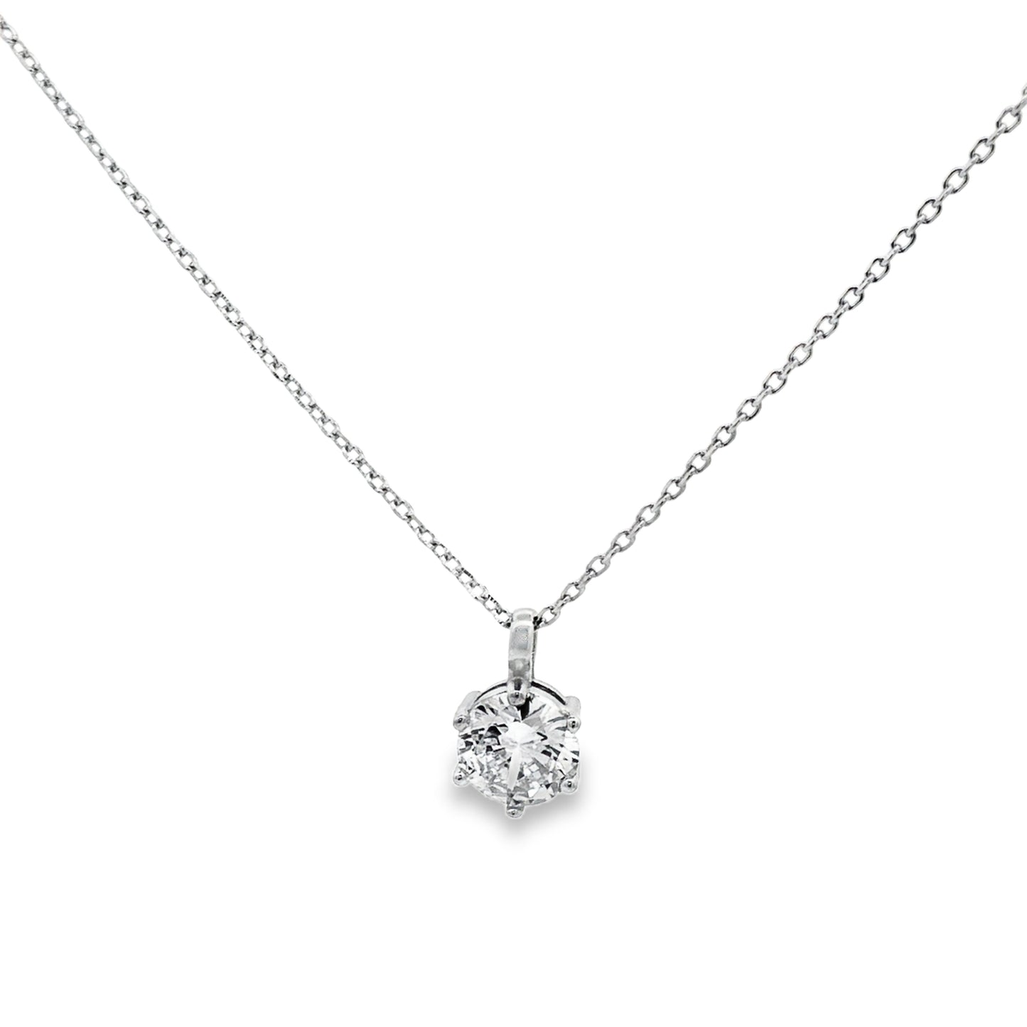 Classic Solitaire Diamond Pendant Necklace