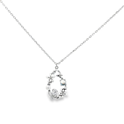 Enchanted Floral Halo Diamond Pendant Necklace