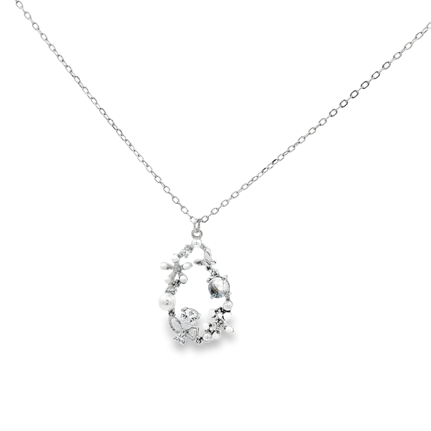 Enchanted Floral Halo Diamond Pendant Necklace