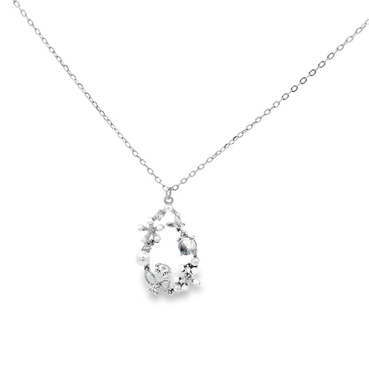 Enchanted Floral Halo Diamond Pendant Necklace
