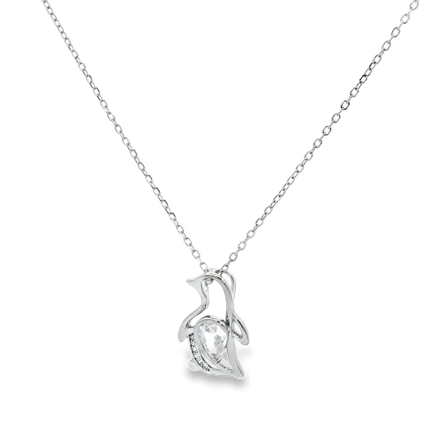 Graceful Swan Diamond Pendant Necklace