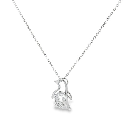 Graceful Swan Diamond Pendant Necklace