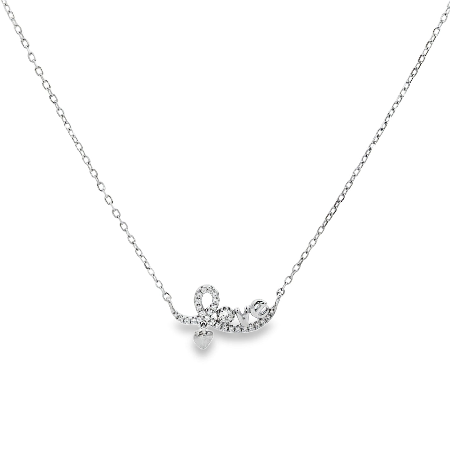 Elegant Diamond Love Script Necklace