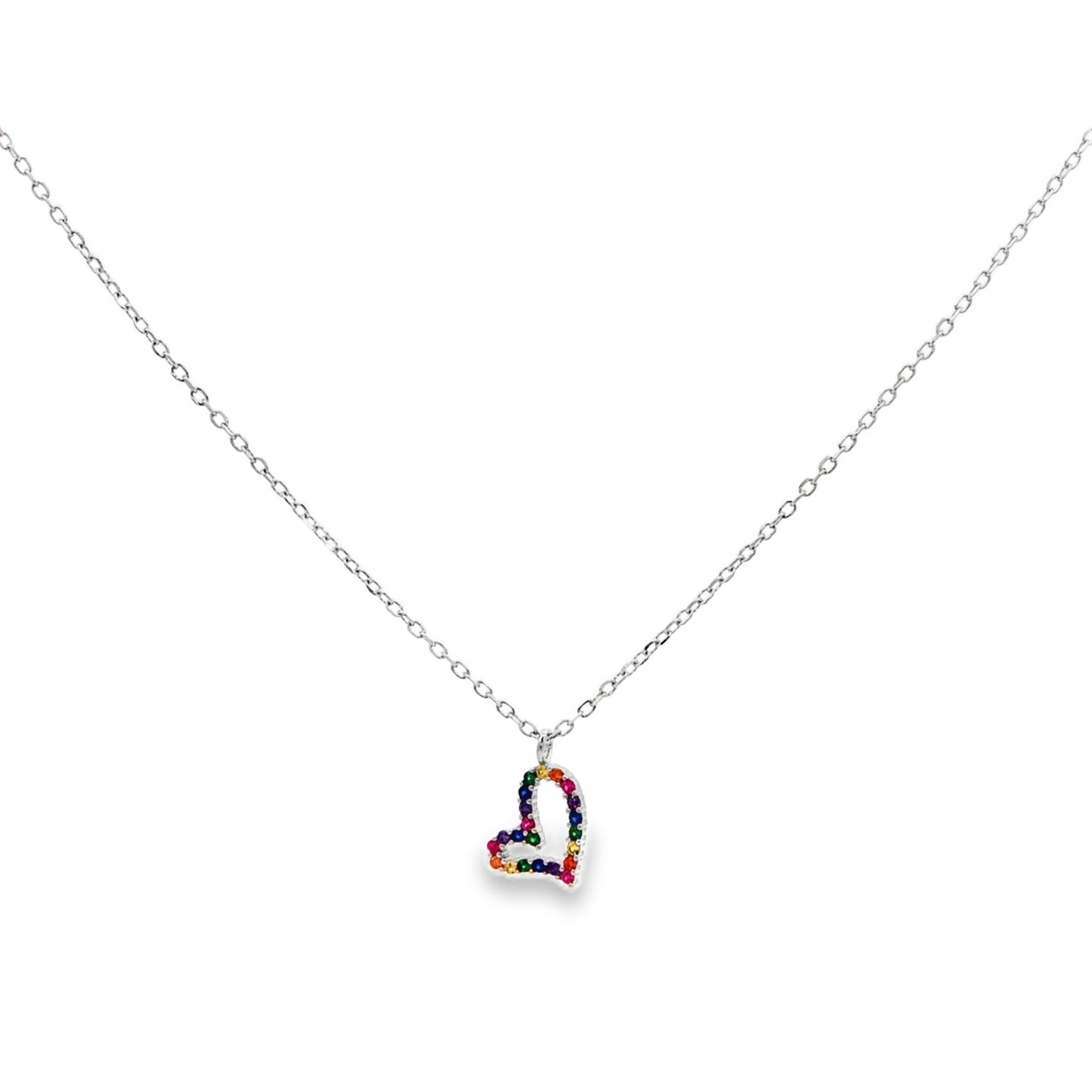 Rainbow Heart Diamond Pendant Necklace
