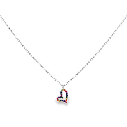 Rainbow Heart Diamond Pendant Necklace