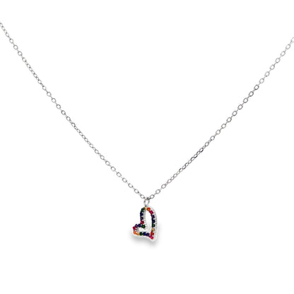Rainbow Heart Diamond Pendant Necklace
