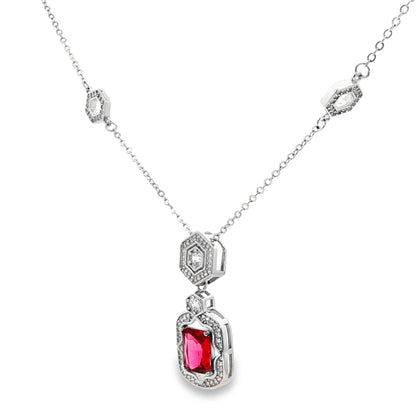 Regal Ruby Hexa Drop Necklace