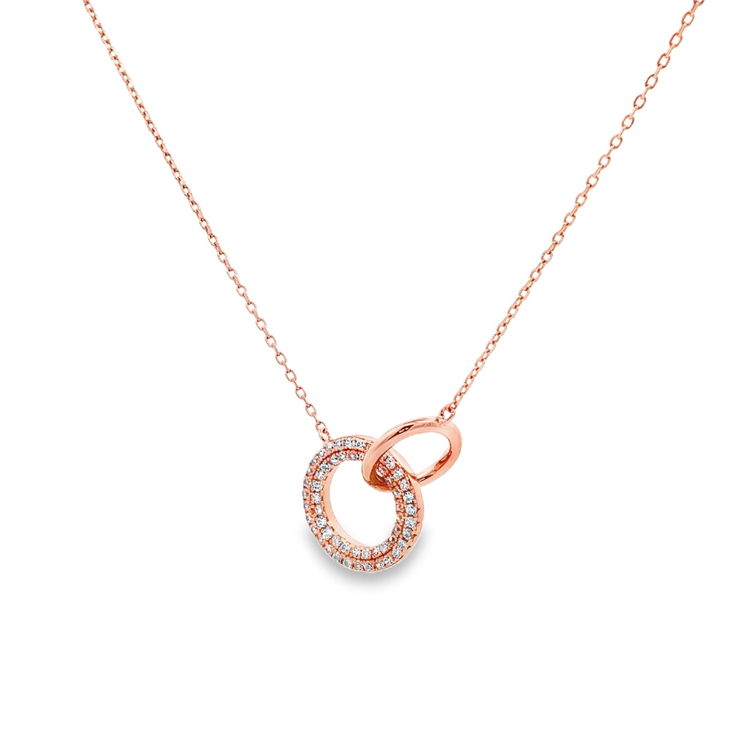 Rose silver  Diamond Circle Pendant Necklace