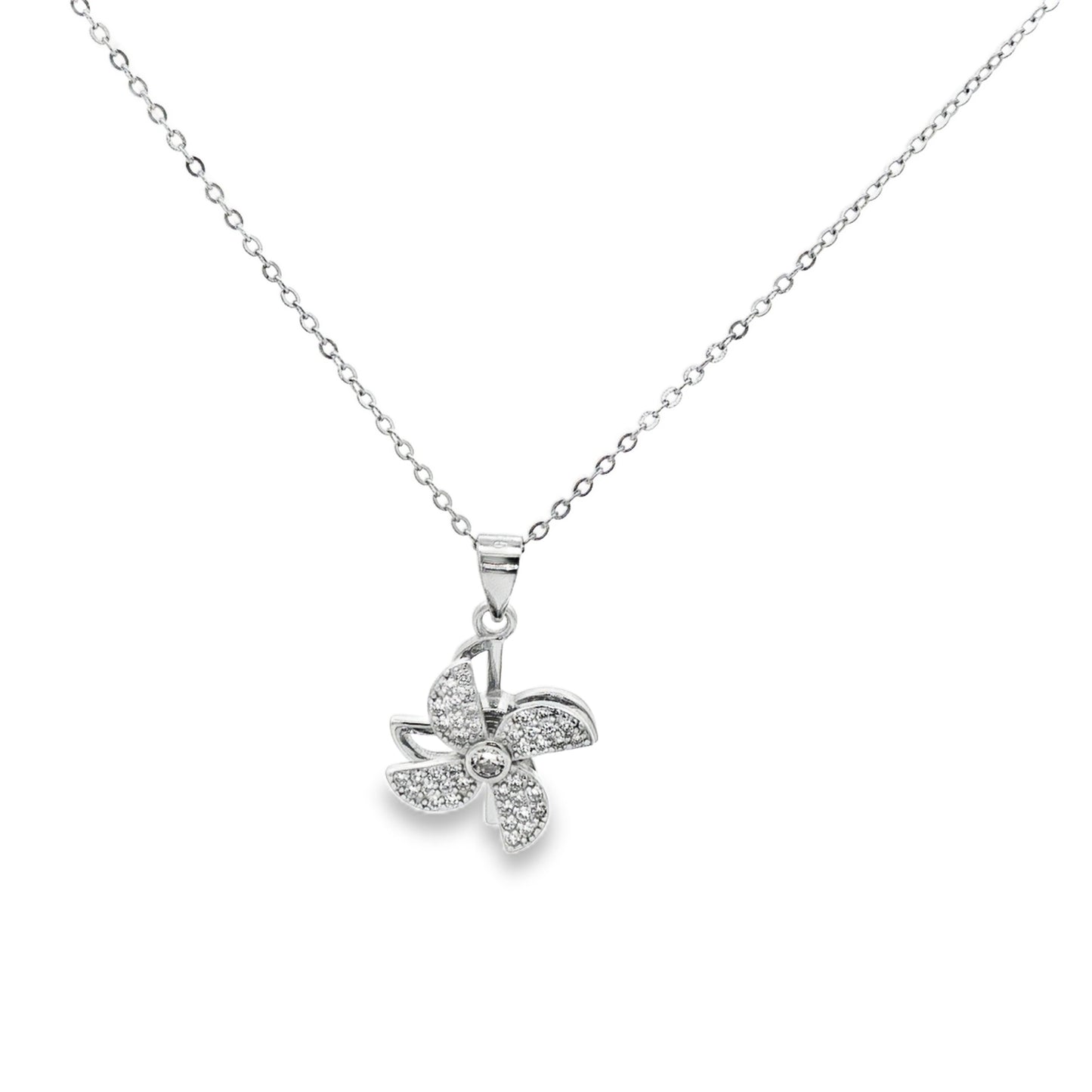 Twinkling Petal Diamond Pendant Necklace