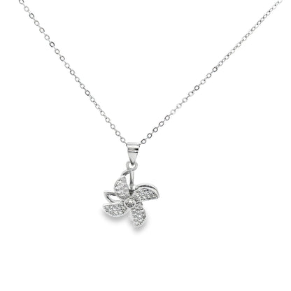Twinkling Petal Diamond Pendant Necklace
