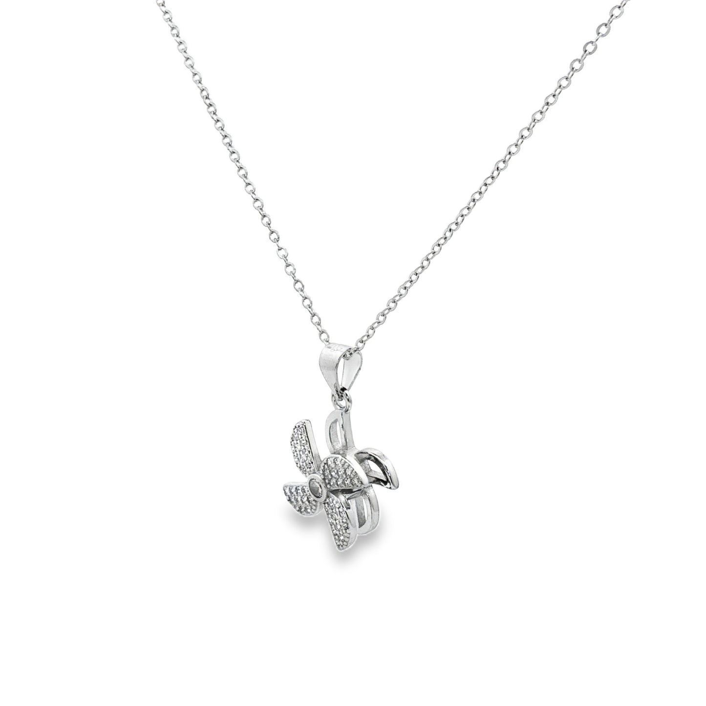 Twinkling Petal Diamond Pendant Necklace