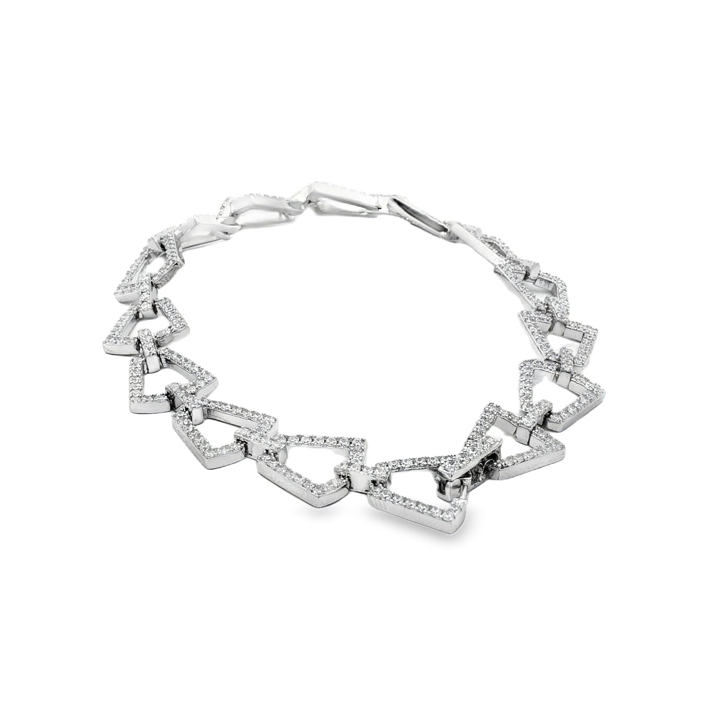 Silver Geometric Crystal Link Bracelet