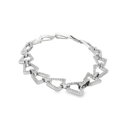 Silver Geometric Crystal Link Bracelet
