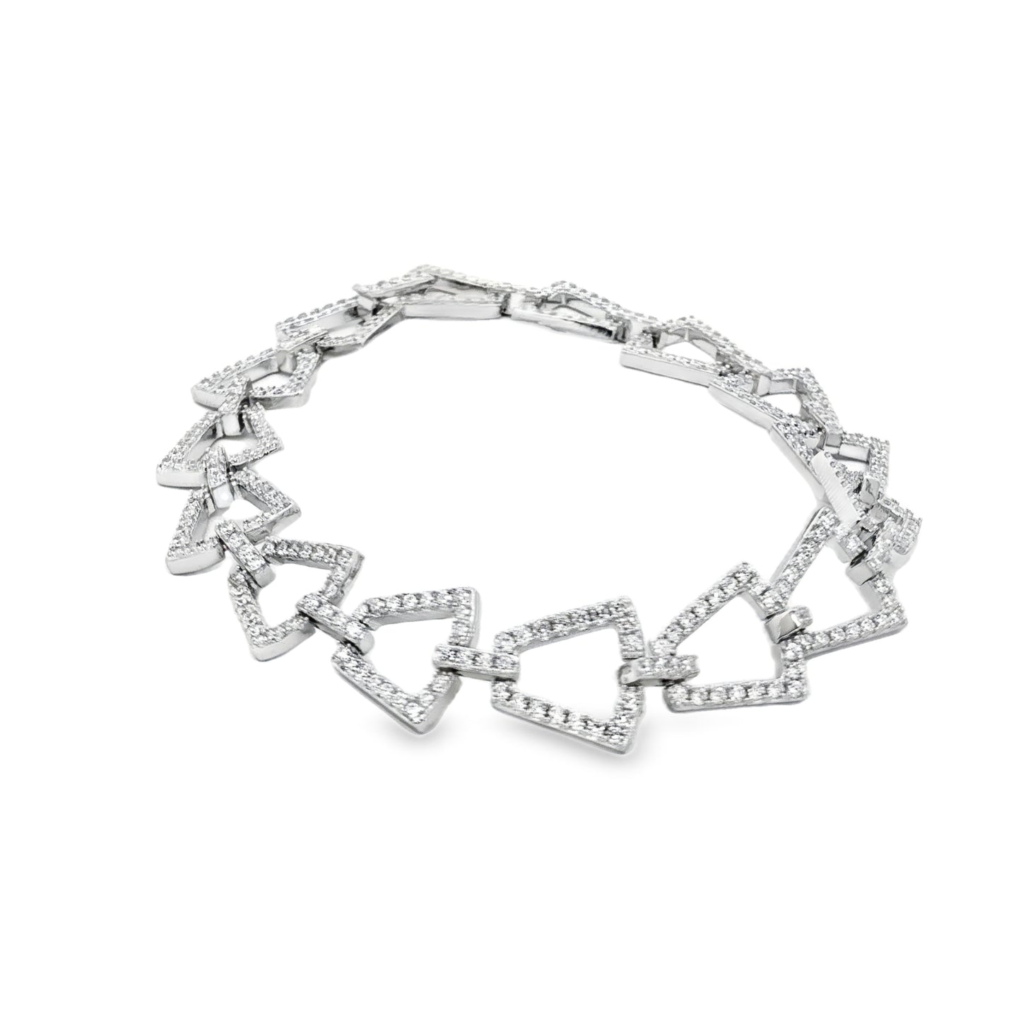 Silver Geometric Crystal Link Bracelet