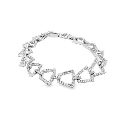 Silver Geometric Crystal Link Bracelet