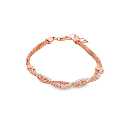 Rose silver  Twisted Crystal Bracelet