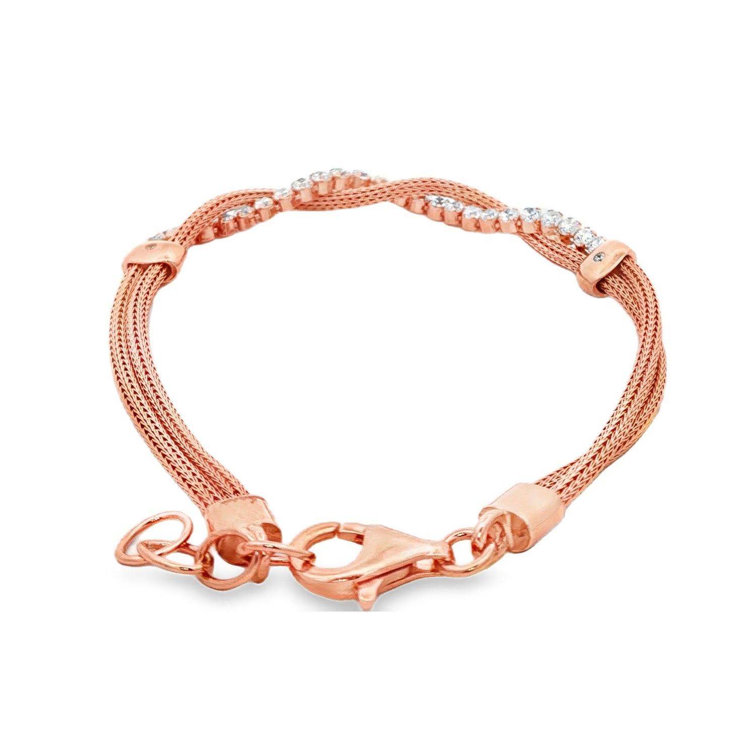 Rose silver  Twisted Crystal Bracelet