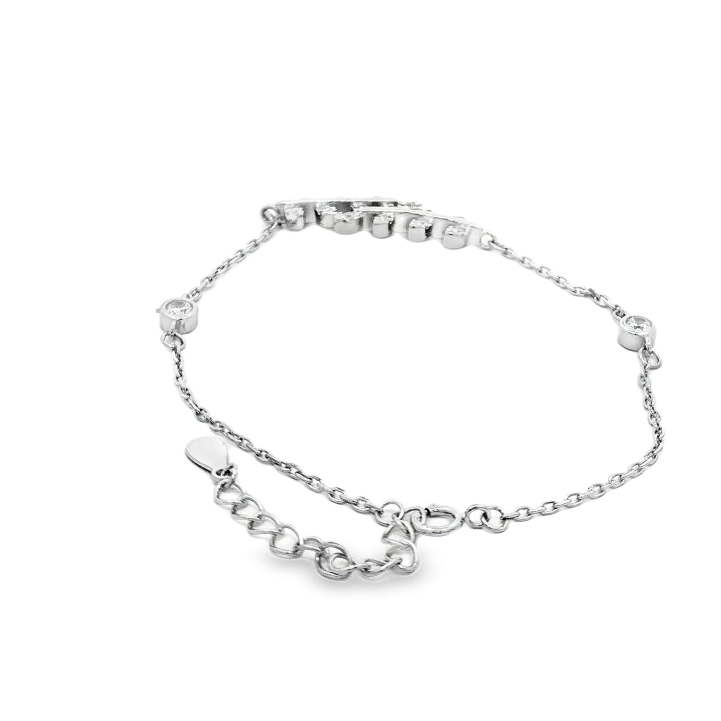 Silver Leaf Motif Crystal Bracelet