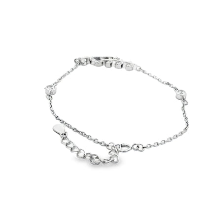 Silver Leaf Motif Crystal Bracelet
