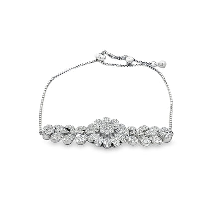 Silver Leaf Motif Crystal Bracele