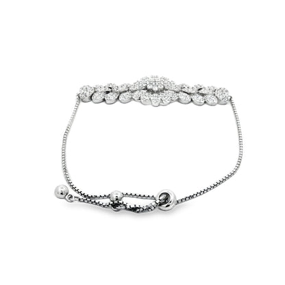 Silver Leaf Motif Crystal Bracele