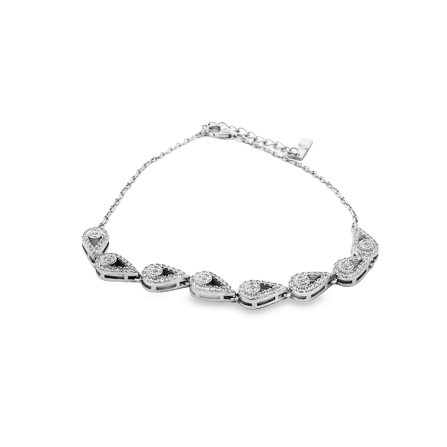 Silver Teardrop Crystal Bracelet