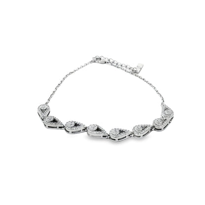 Silver Teardrop Crystal Bracelet