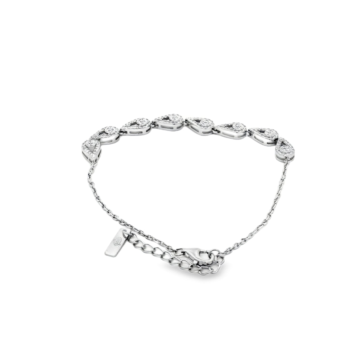Silver Teardrop Crystal Bracelet