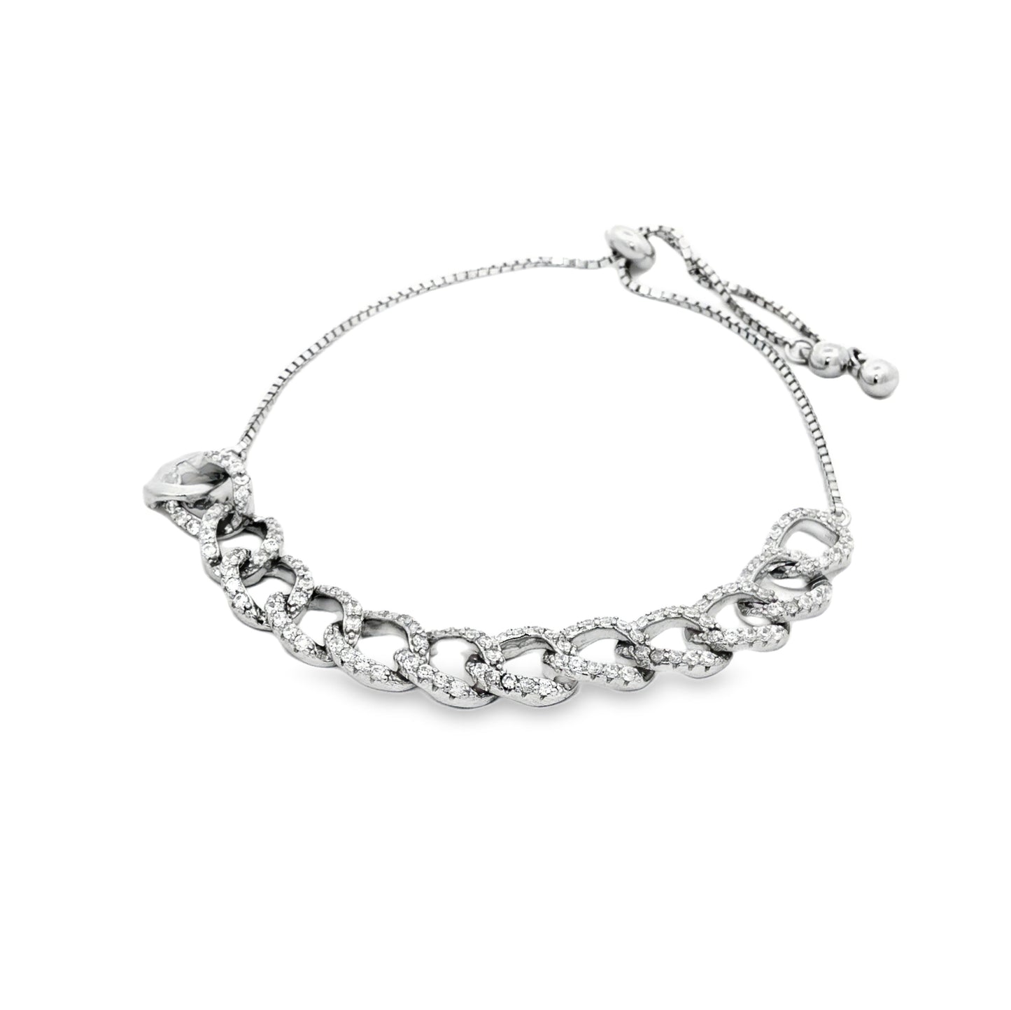 Silver Crystal Link Chain Bracelet