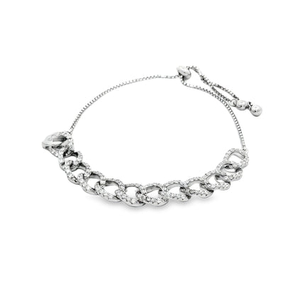 Silver Crystal Link Chain Bracelet