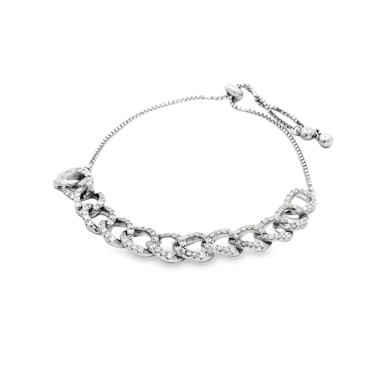 Silver Crystal Link Chain Bracelet