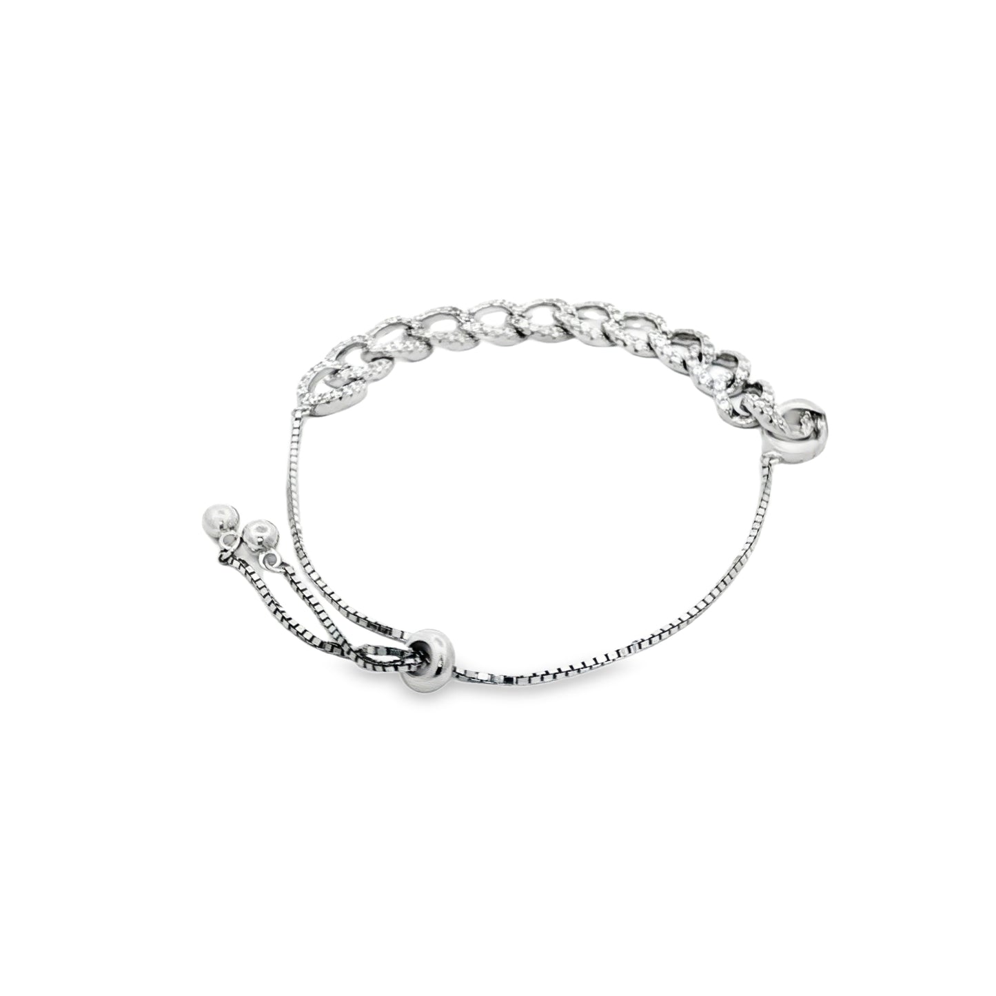Silver Crystal Link Chain Bracelet