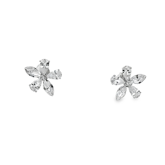 Crystal Bloom Diamond Stud Earrings