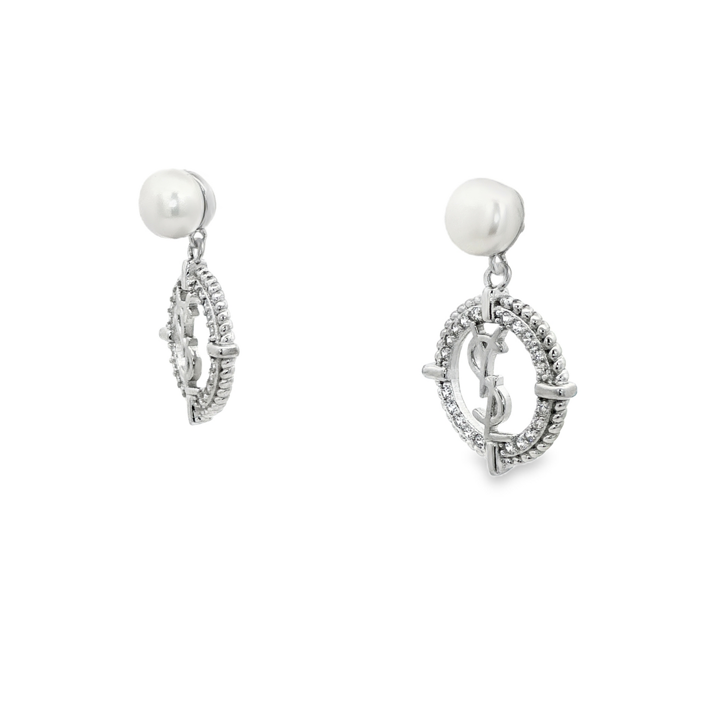Pearl Halo Monogram Drop Earrings