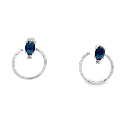 Midnight Sapphire Hoop Stud Earrings