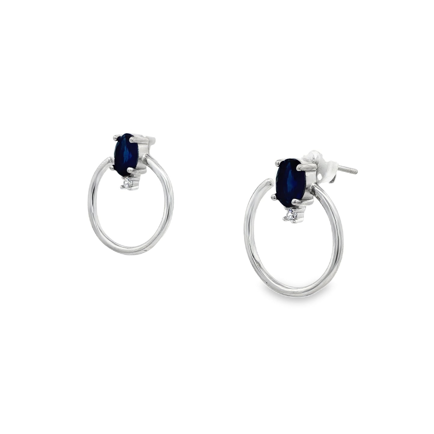 Midnight Sapphire Hoop Stud Earrings