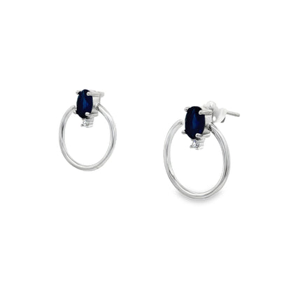 Midnight Sapphire Hoop Stud Earrings