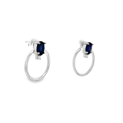 Midnight Sapphire Hoop Stud Earrings