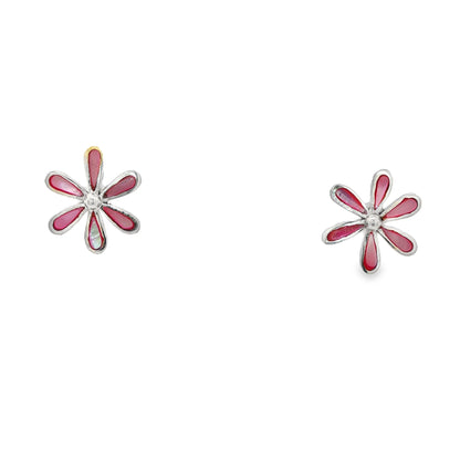 Rosy Bloom Petal Stud Earrings