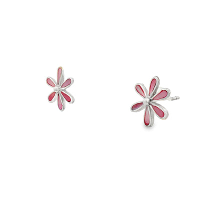 Rosy Bloom Petal Stud Earrings