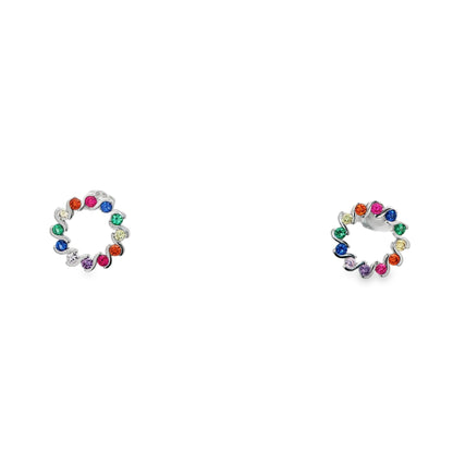 Rainbow Halo Stud Earrings