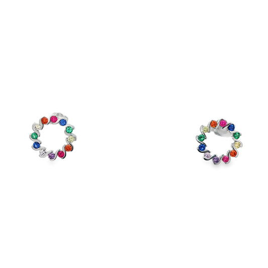 Rainbow Halo Stud Earrings