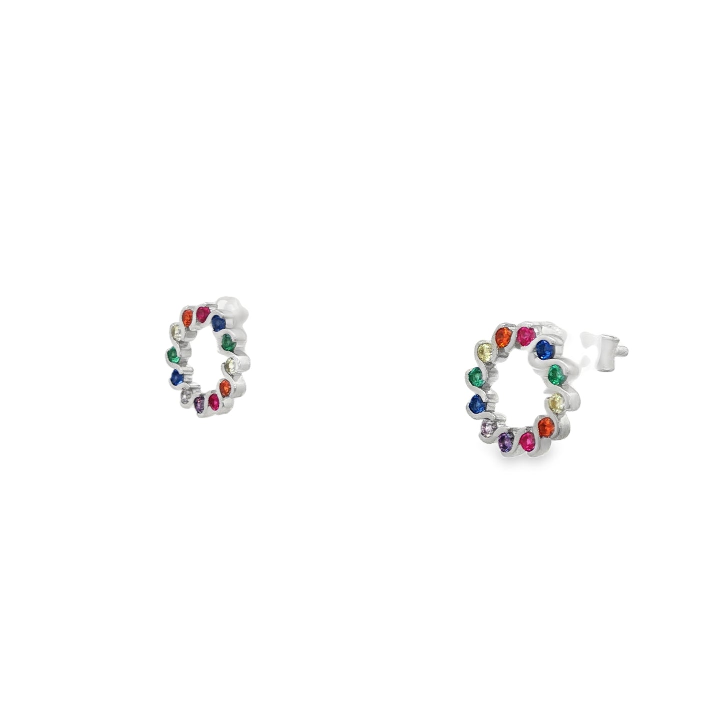 Rainbow Halo Stud Earrings