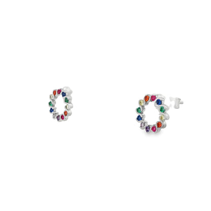 Rainbow Halo Stud Earrings