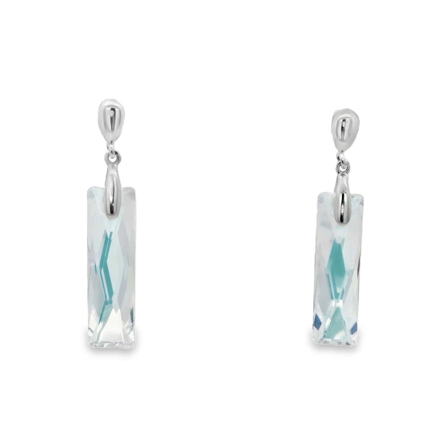 Crystal Aqua Prism Drop Earrings