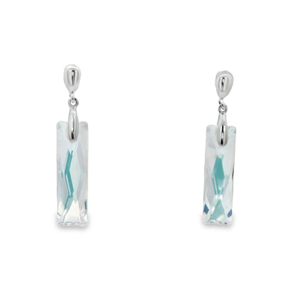 Crystal Aqua Prism Drop Earrings