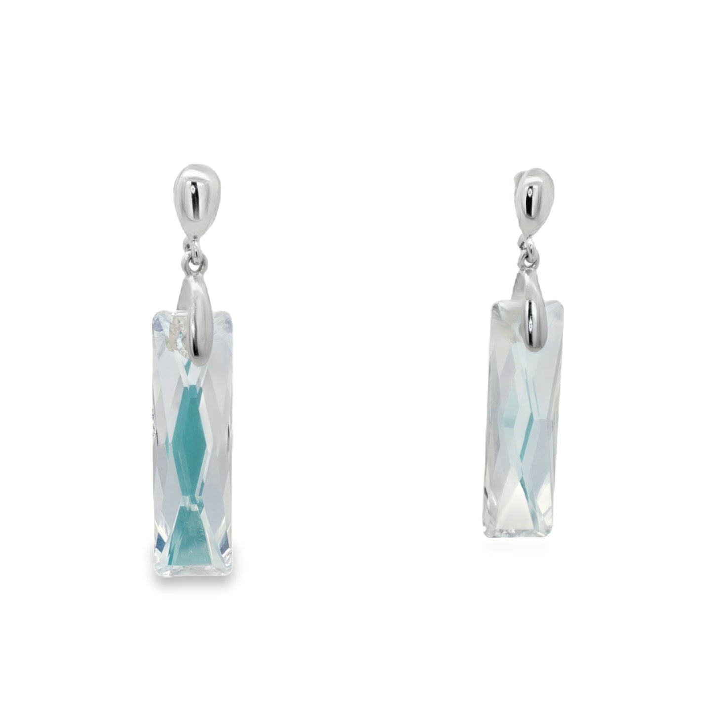 Crystal Aqua Prism Drop Earrings