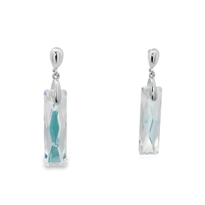 Crystal Aqua Prism Drop Earrings